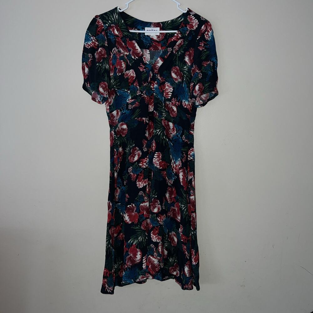 Brora Short Sleeve Dress Floral Tropical Print V Neck Women’s Size 10